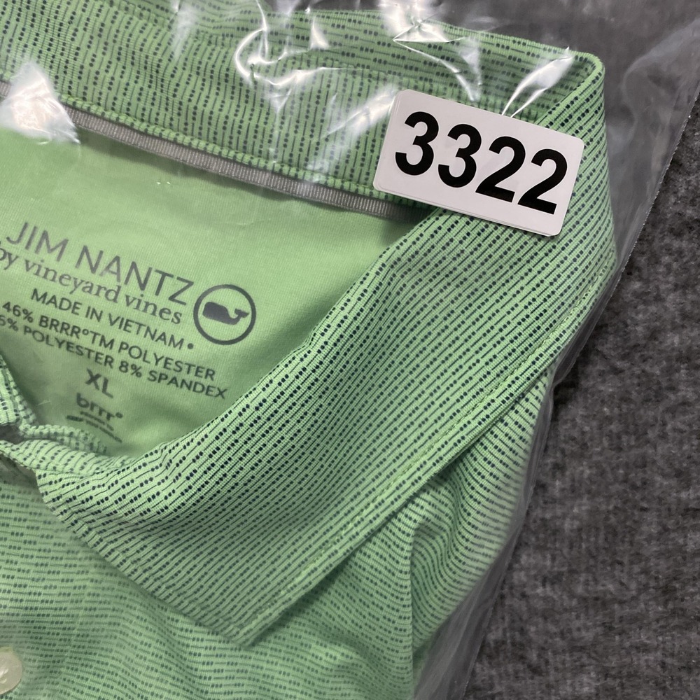 Jim Nantz Vineyard Vines Brrr Golf Polo Shirt Mens XL Green Performance Stretch - Picture 9 of 9
